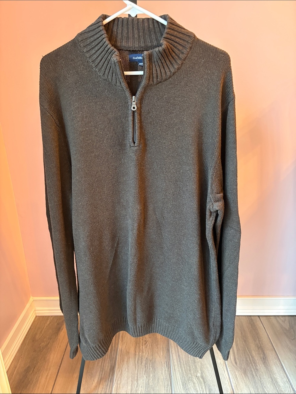 croft & barrow Brown Zip-Up Knit Pullover